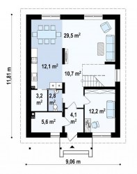Проект двухэтажного дома из сип панелей СП8 план 1