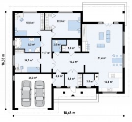 Проект одноэтажного дома из сип панелей СП-4 план 1