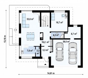 Проект двухэтажного дома из сип панелей СП-5 план 1